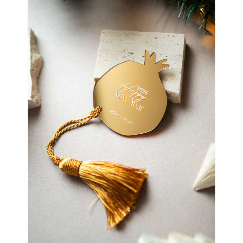  Γούρι Logo Ρόδι | Χρυσό Καθρέπτη Plexiglass