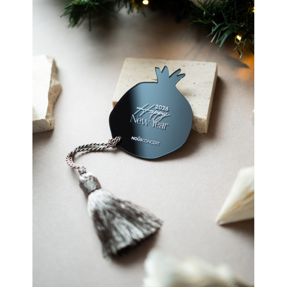  Γούρι Logo Ρόδι Ανθρακί Καθρέπτη Plexiglass