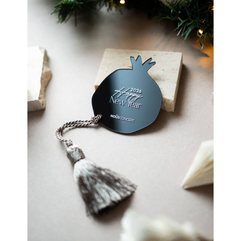  Γούρι Logo Ρόδι Ανθρακί Καθρέπτη Plexiglass