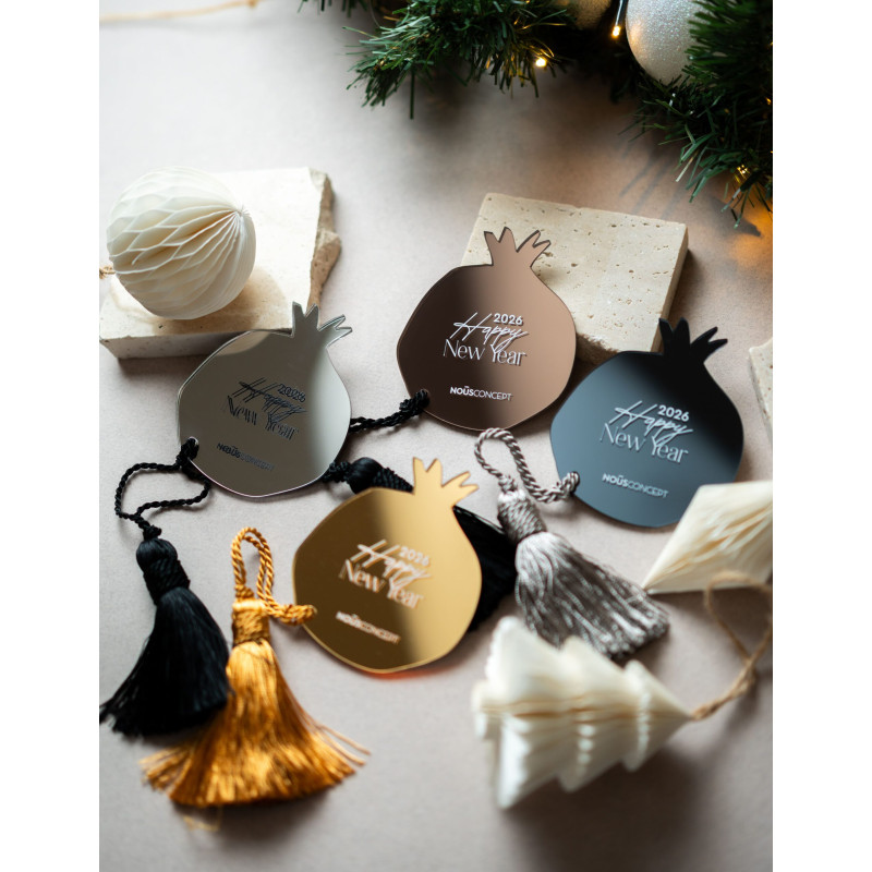  Γούρι Logo Ρόδι | Χρυσό Καθρέπτη Plexiglass