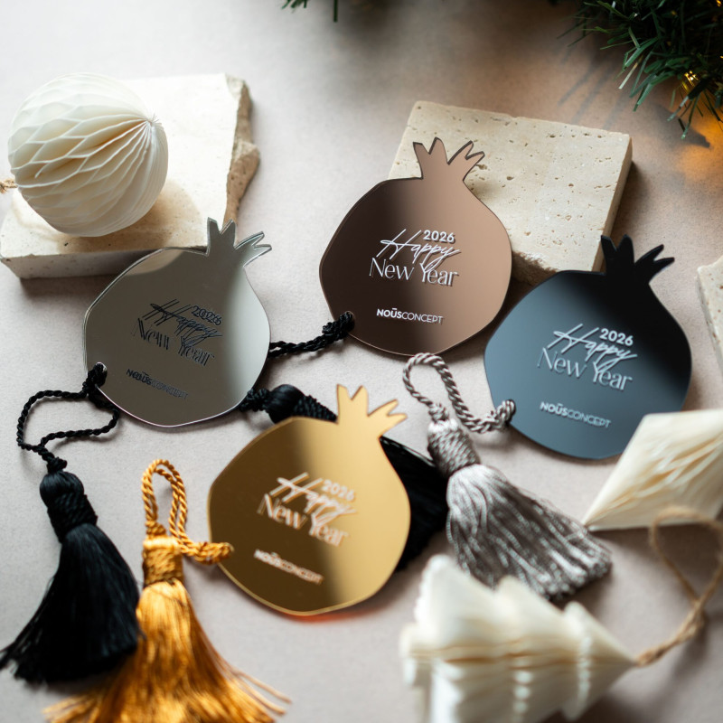  Γούρι Logo Ρόδι | Χρυσό Καθρέπτη Plexiglass