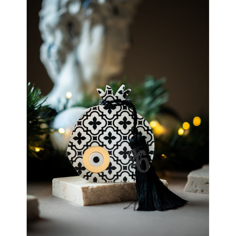 Επιτραπέζιο Γούρι Ρόδι Μοτίβο Ασπρόμαυρο  Plexiglass