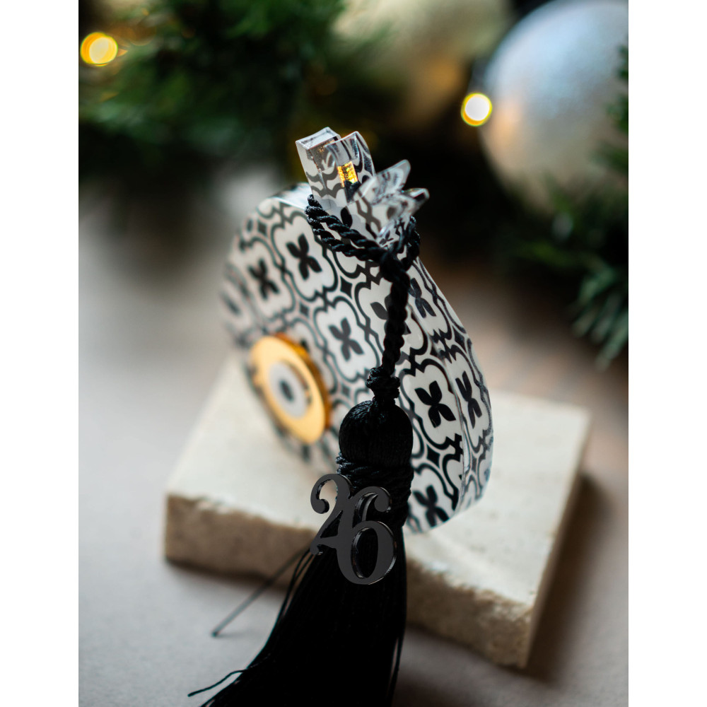 Επιτραπέζιο Γούρι Ρόδι Μοτίβο Ασπρόμαυρο  Plexiglass