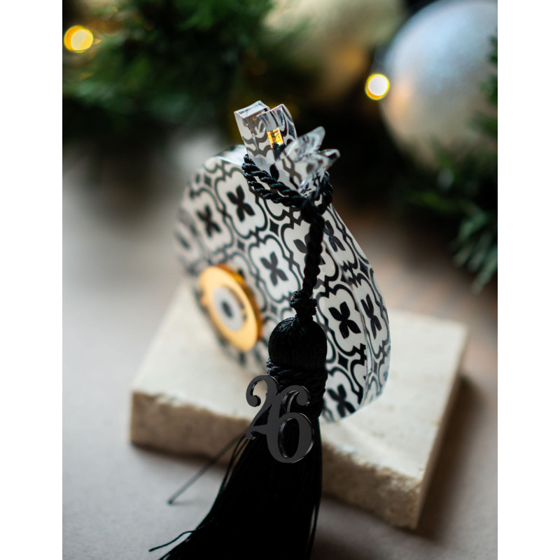 Επιτραπέζιο Γούρι Ρόδι Μοτίβο Ασπρόμαυρο  Plexiglass