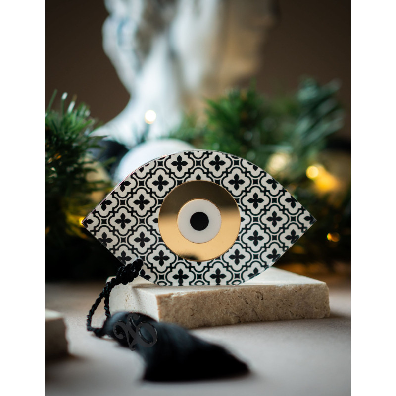 Επιτραπέζιο Γούρι Μάτι Μοτίβο Ασπρόμαυρο Plexiglass