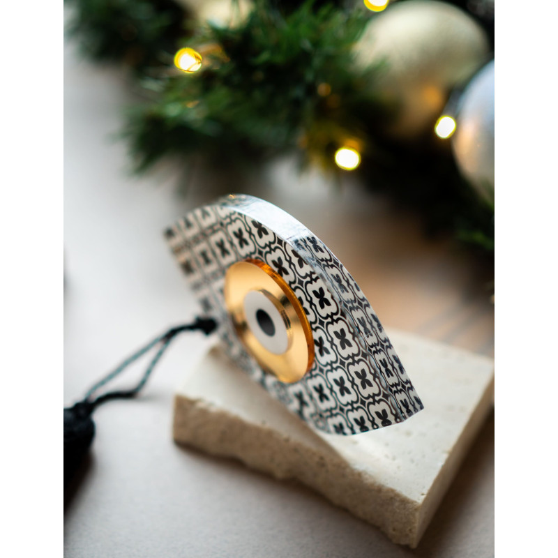 Επιτραπέζιο Γούρι Μάτι Μοτίβο Ασπρόμαυρο Plexiglass