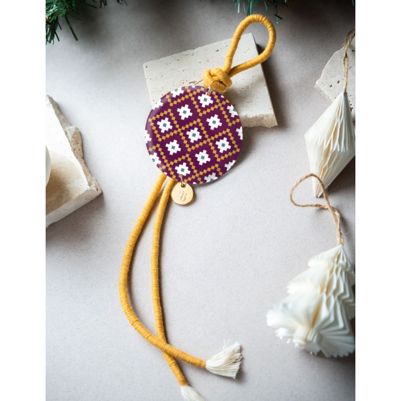 Κρεμαστό Γούρι Μοτίβο Pixels Μωβ 