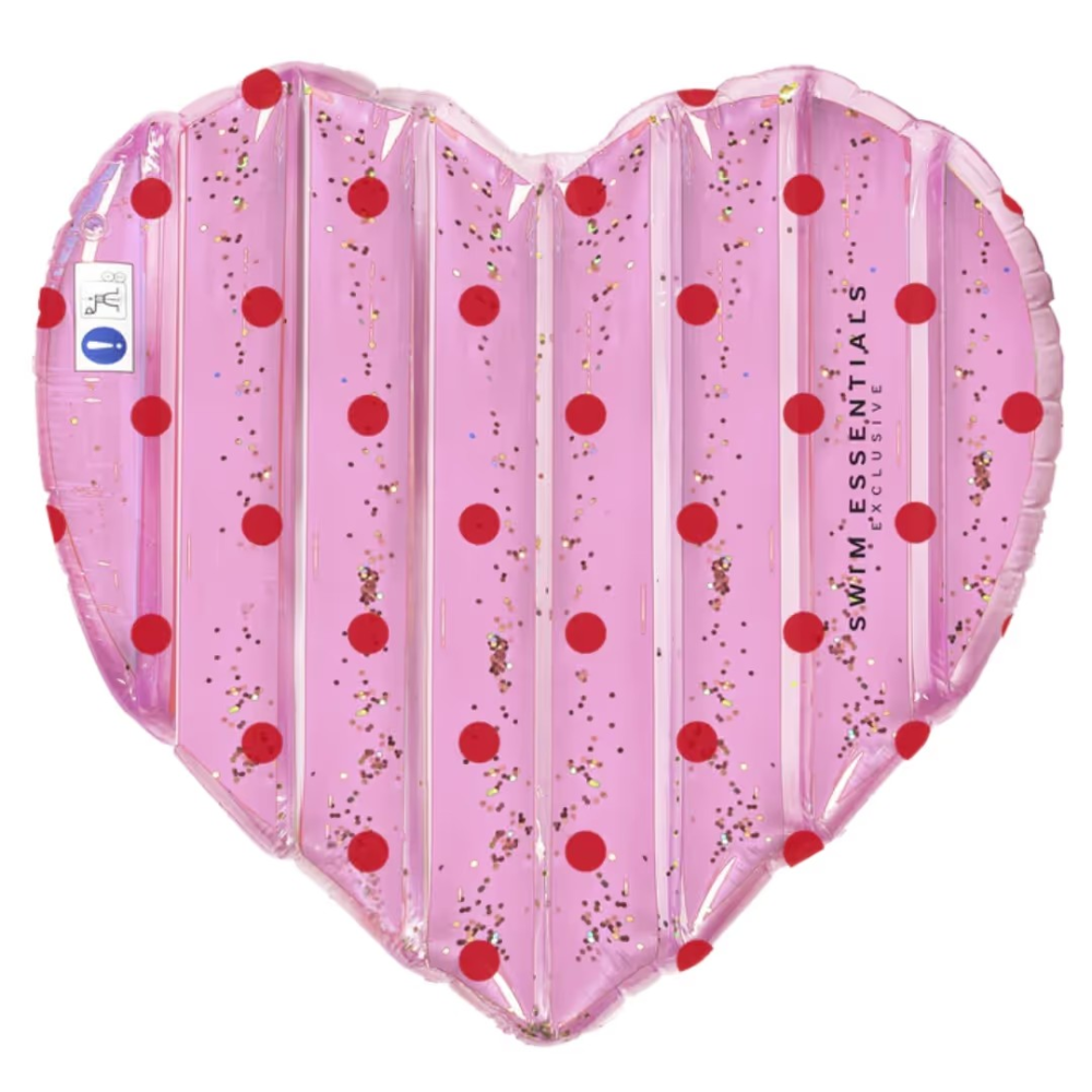 Swim Essentials: Στρώμα Θαλάσσης Σχήμα Καρδιάς 150×100εκ. “Pink with Red dots Heart”  Swim Essentials: Στρώμα Θαλάσσης Σχήμα Καρδιάς 150×100εκ. “Pink with Red dots Heart”